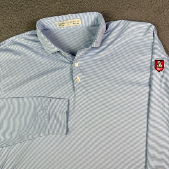 Holderness & Bourne Polo Shirt Mens L Blue White Burke Golf Huntingdon Valley - Picture 1 of 10